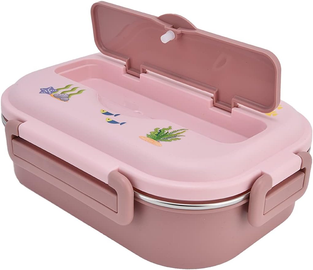 Pink Kids Submarine Lunch Box Set | Stainless Steel Sea World Bento Box | Perfect for School & Travel