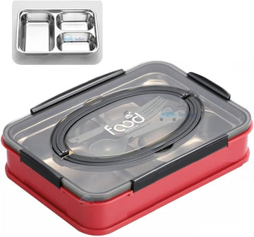 Foldable Silicone Lunch Box with 3 Compartments