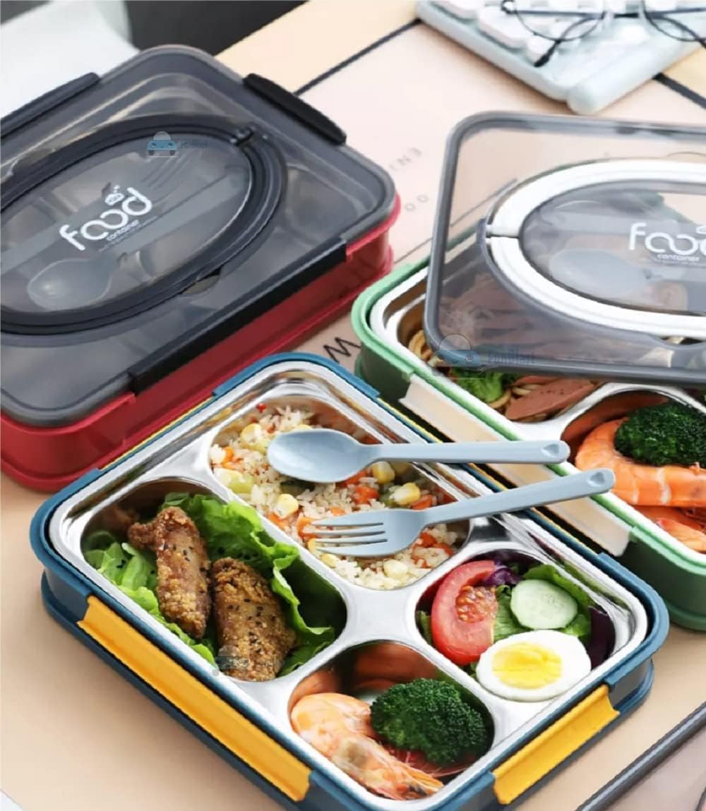 Foldable Silicone Lunch Box with 3 Compartments