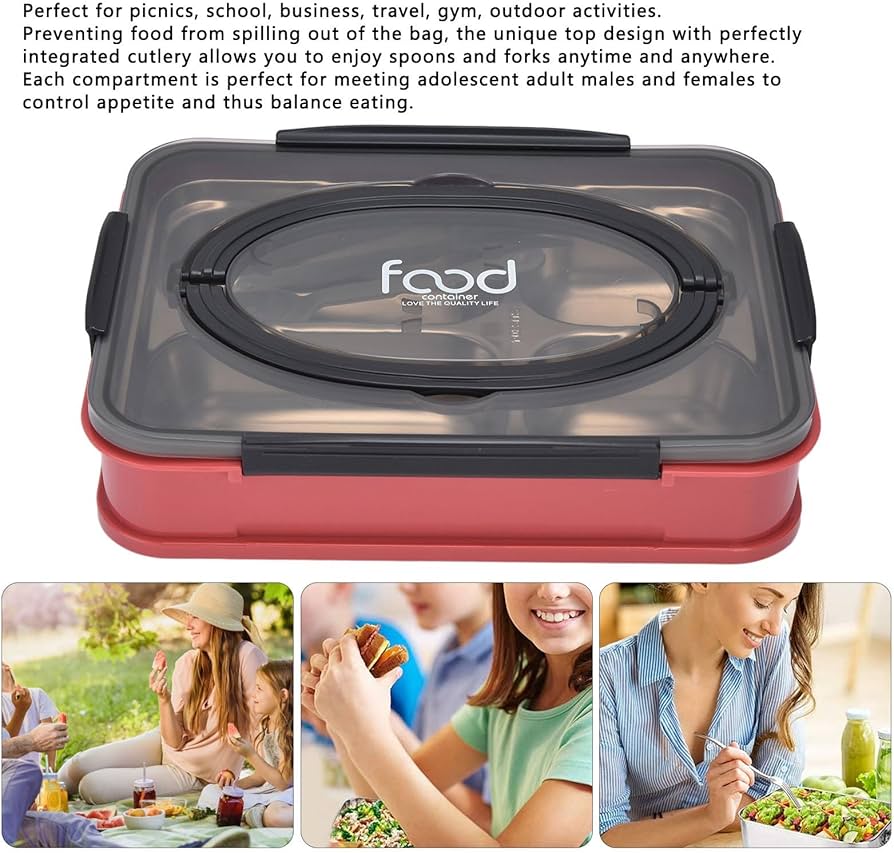 Foldable Silicone Lunch Box with 3 Compartments