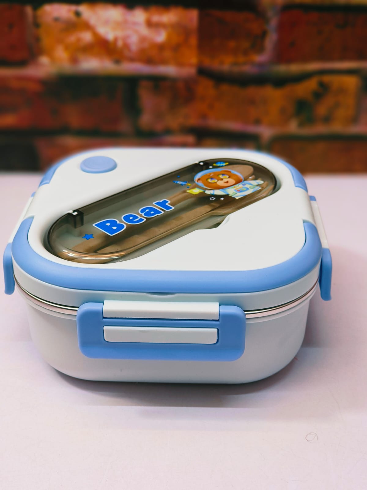 Cute Bear Lunch Box with Cutlery | Compact Food Container for School & Office | Stylish Bento Box