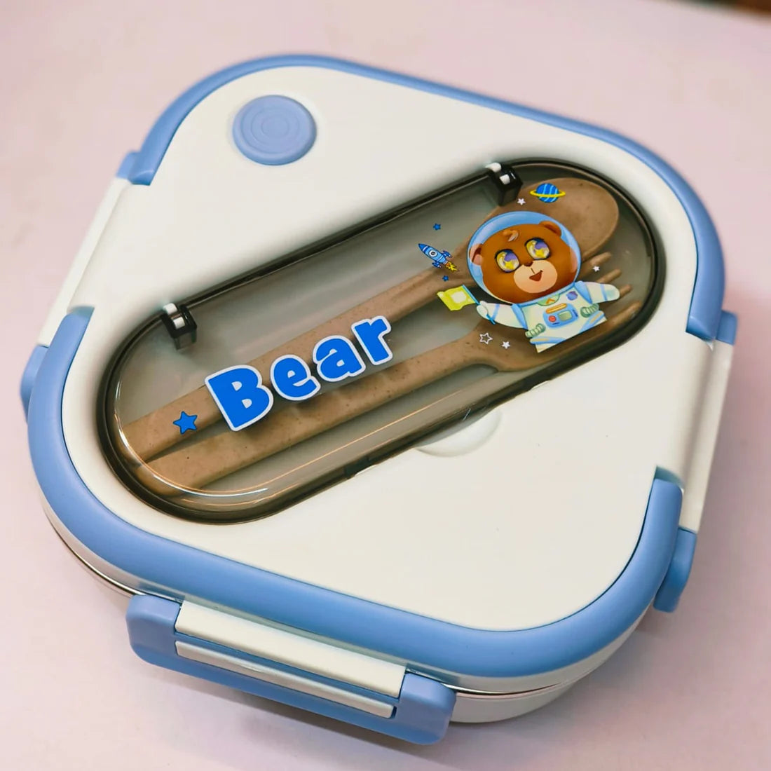 Cute Bear Lunch Box with Cutlery | Compact Food Container for School & Office | Stylish Bento Box