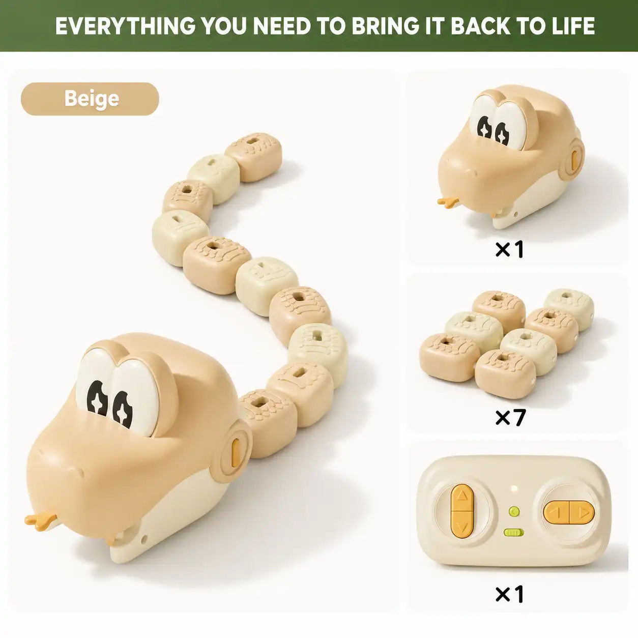 Remote control magnetic snake toy with modular blocks for kids