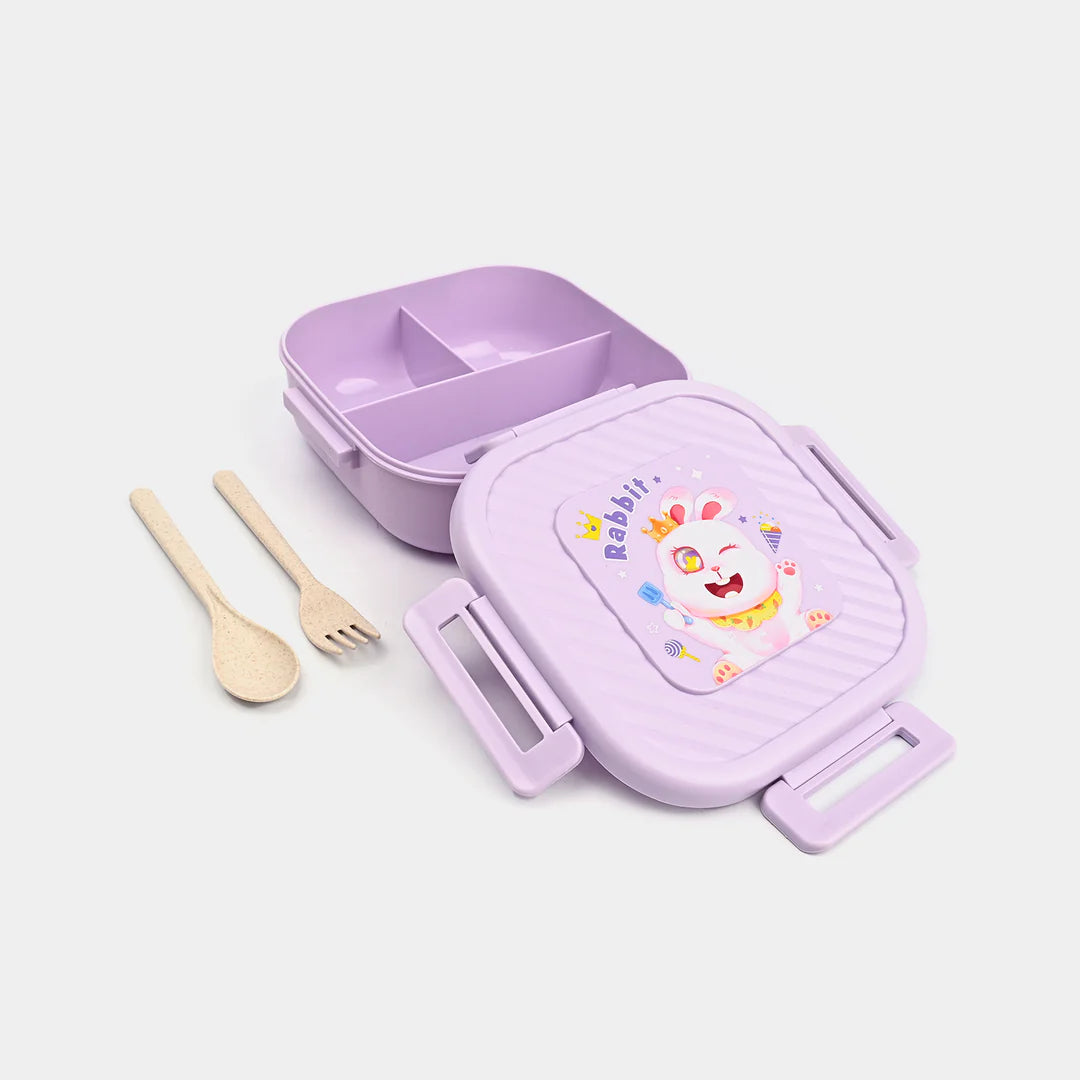 Cute Rabbit Kids Lunch Box | 3-Compartment Bento Box | School Food Container with Cutlery
