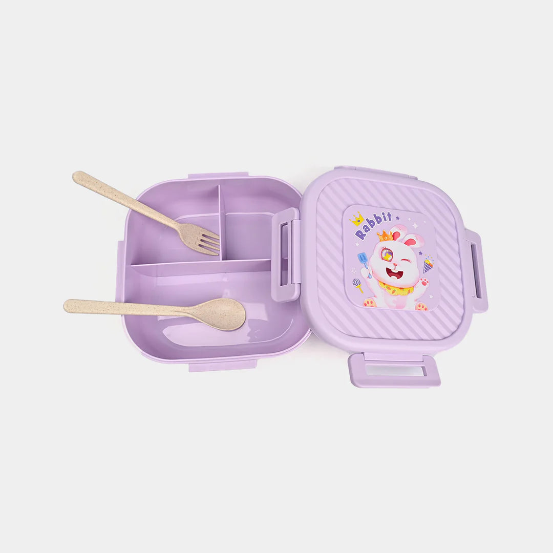 Cute Rabbit Kids Lunch Box | 3-Compartment Bento Box | School Food Container with Cutlery